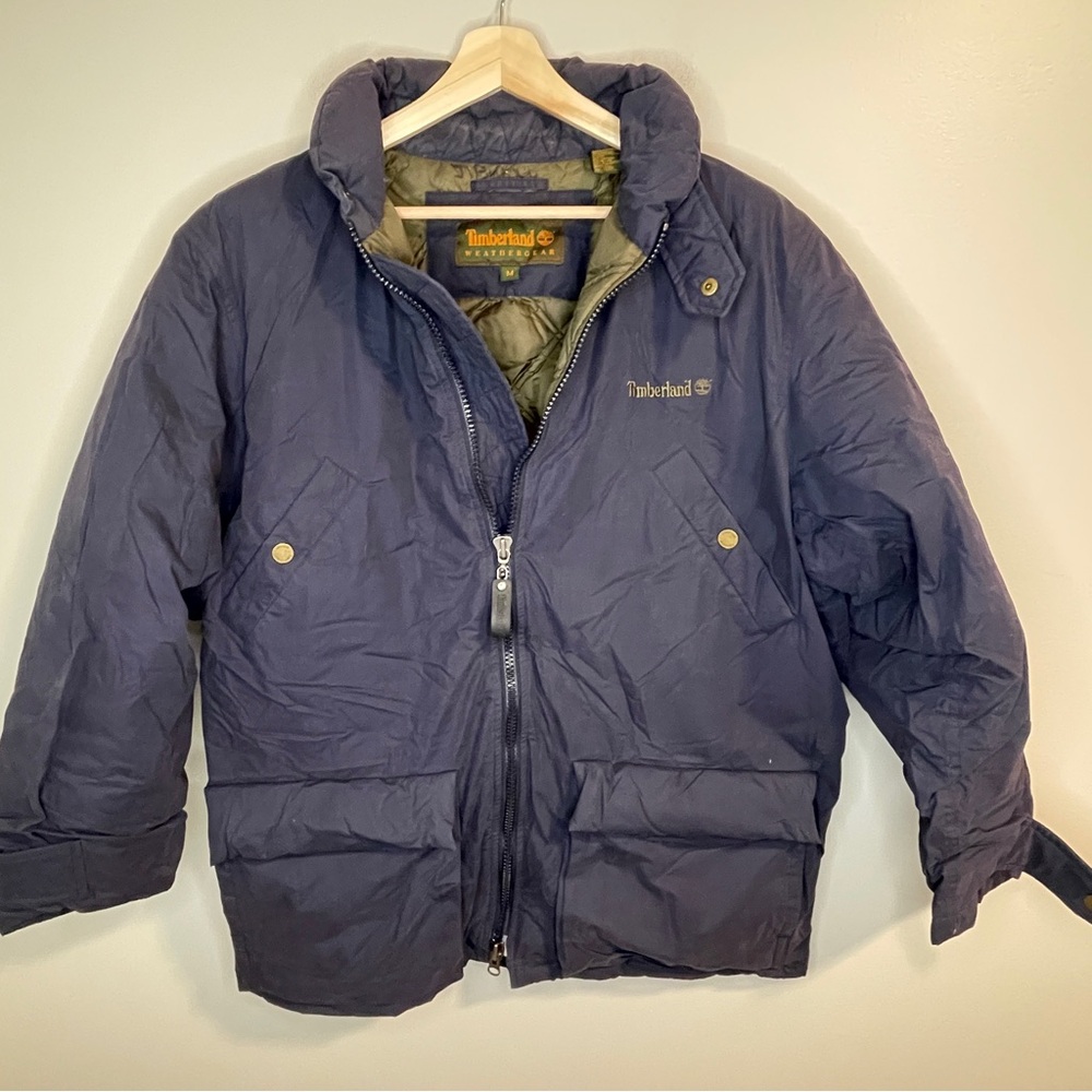 Timberland Weathergear Navy Down Parka Coat Size L